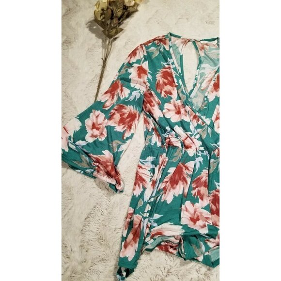 ✨️CL Paris To Jena Vibrant Green Red White Floral Print - Picture 4 of 10